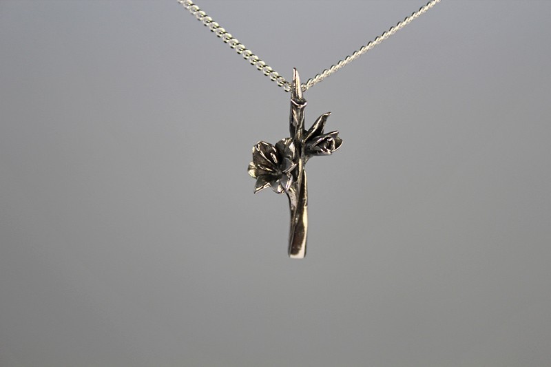 Zilveren gladiool hanger klein Nr 6